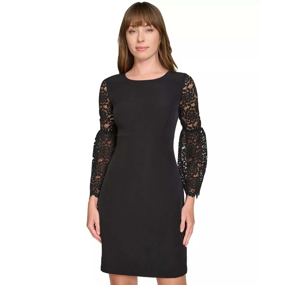 Tommy Hilfiger Lace Sleeve Sheath Minidress Size 16 - Picture 3 of 10